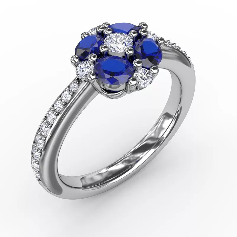 Vintage silver rings for men -Fana Floral Sapphire and Diamond Ring