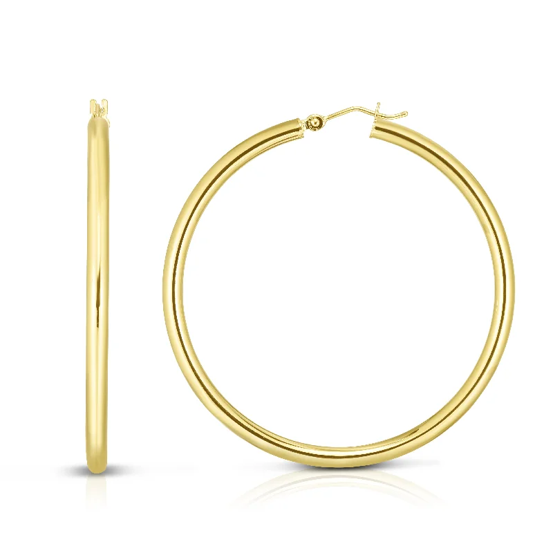 Stud earrings for men-14K Gold 3x50mm Hoops