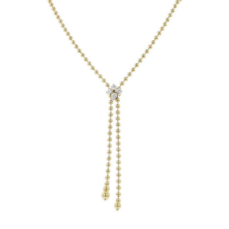 Elegant crystal necklaces for cocktail parties -18K Yellow Gold Love in Verona Diamond Lariat Necklace