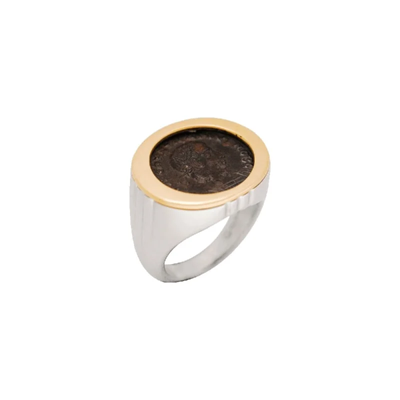 Customizable wedding rings for couples -Roman Coin Ring