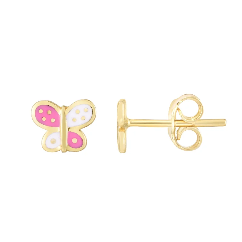 Lightweight earrings-14K Butterfly Enamel Earrings