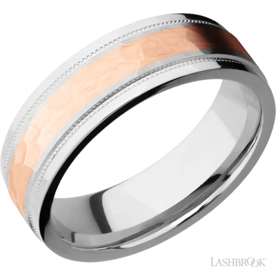 Affordable gold rings for daily wear -Cobalt Chrome Gent's Band with 14k Rose Gold Inlay