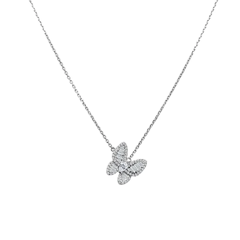 Bar necklaces with initials -Diamond Mosaic Butterfly Necklace