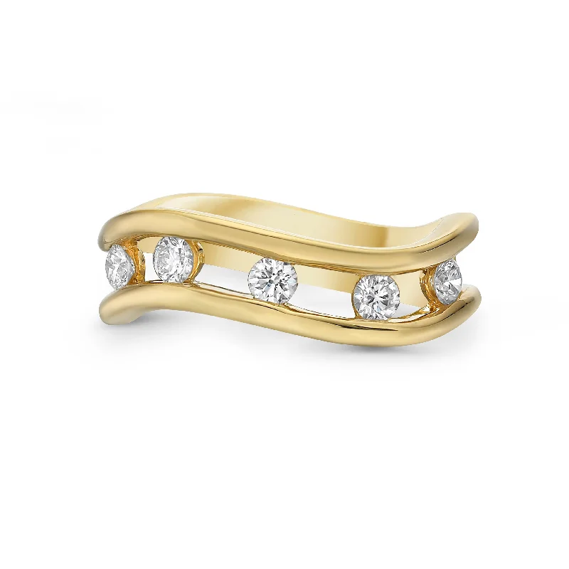 Vintage wedding bands with diamonds -Floating Diamond Ring