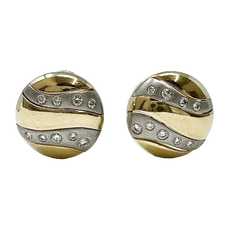 Diamond earrings-18K Gold and Platinum Earclips with 18 Diamonds