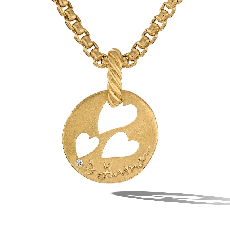 Gothic-style necklaces for bold fashion -DY Elements Open Hearts Pendant in 18K Yellow Gold with Diamonds