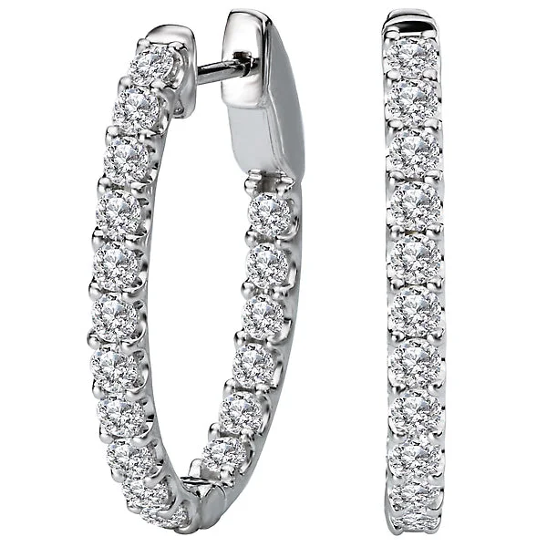 Birthstone earrings-Ladies Diamond Hoop Earrings