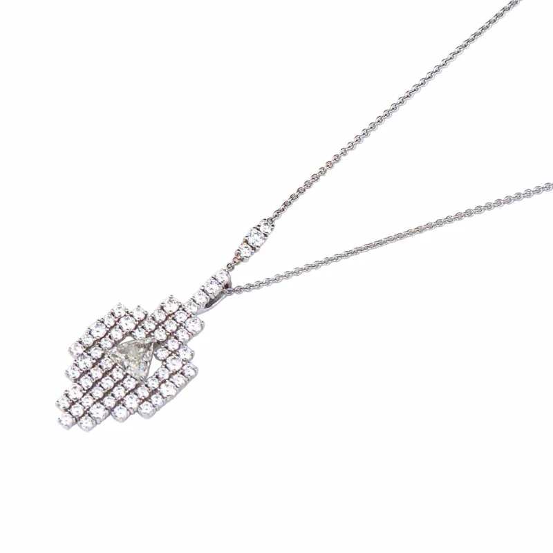 Custom engraving necklaces for family gifts -Bespoke Trillion Diamond Necklace