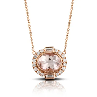 Gold-plated necklaces for women -Doves Morganite and Diamond Necklace N8838MG