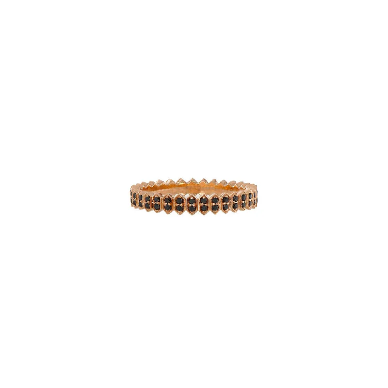 Custom promise rings with engraved messages -18 Karat Rosé Gold mini ABACUS band with Black Diamonds