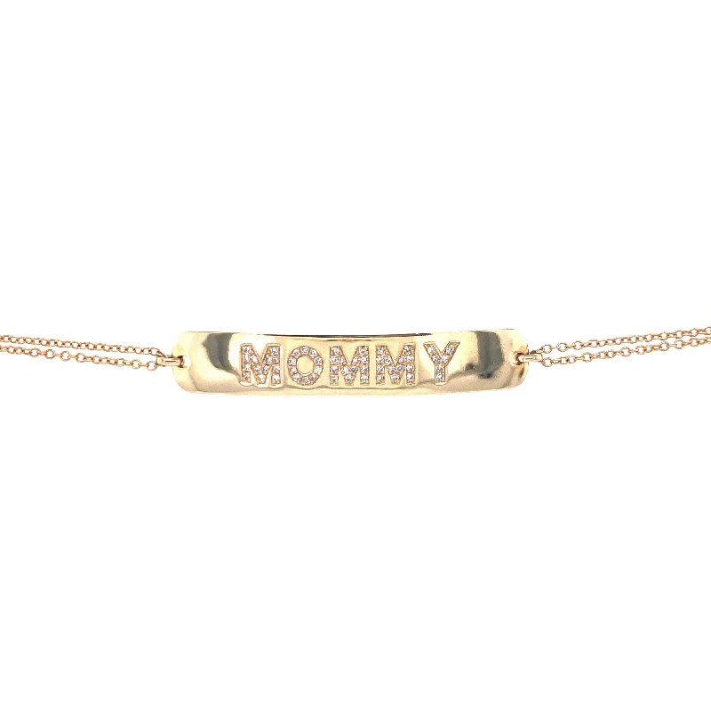 Custom gemstone bracelets for meaningful gifts -14K Yellow Gold Diamond "Mommy" Bracelet