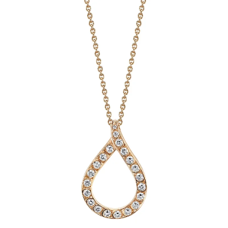 Layered silver necklaces for chic style -Scallop Artisan Pave Teardrop Pendant Necklace