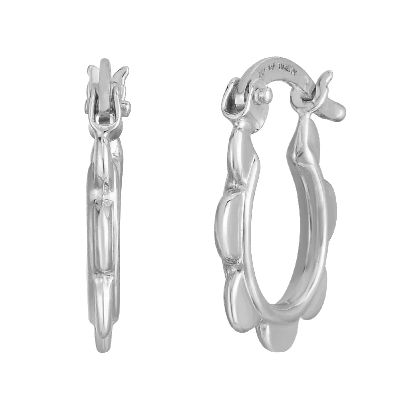 Women’s statement earrings-14K Scalloped Hoop