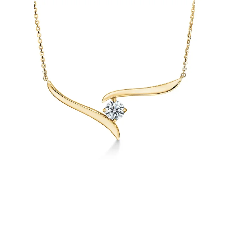 Statement necklaces with gemstone pendants -Vela 0.50Ct Diamond Solitaire Crossover Necklace in 18k Yellow Gold, 18in