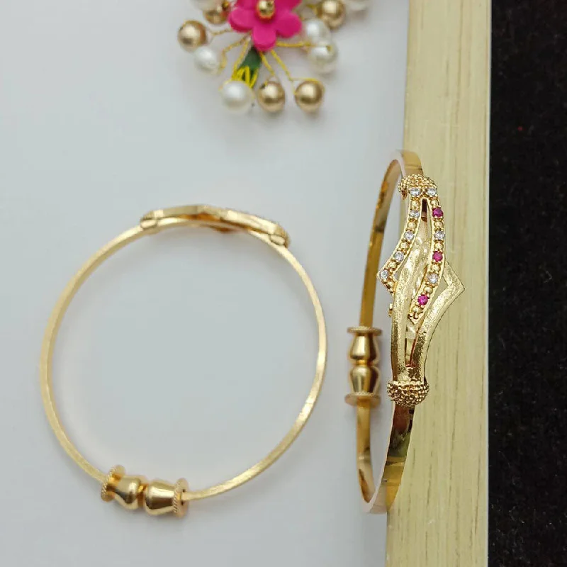 Bangles with spiritual symbols for positive energy -SP Jewellery Gold Plated Openable Kada