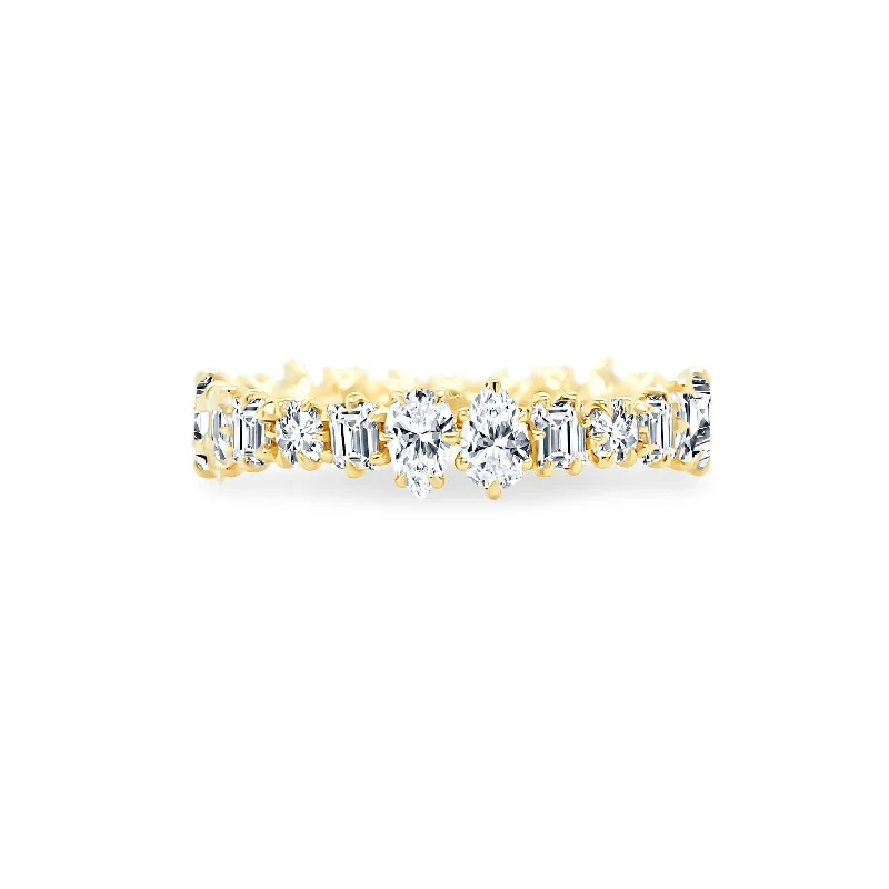 Personalized name rings for women -Multi Shape Eagle Prong Band