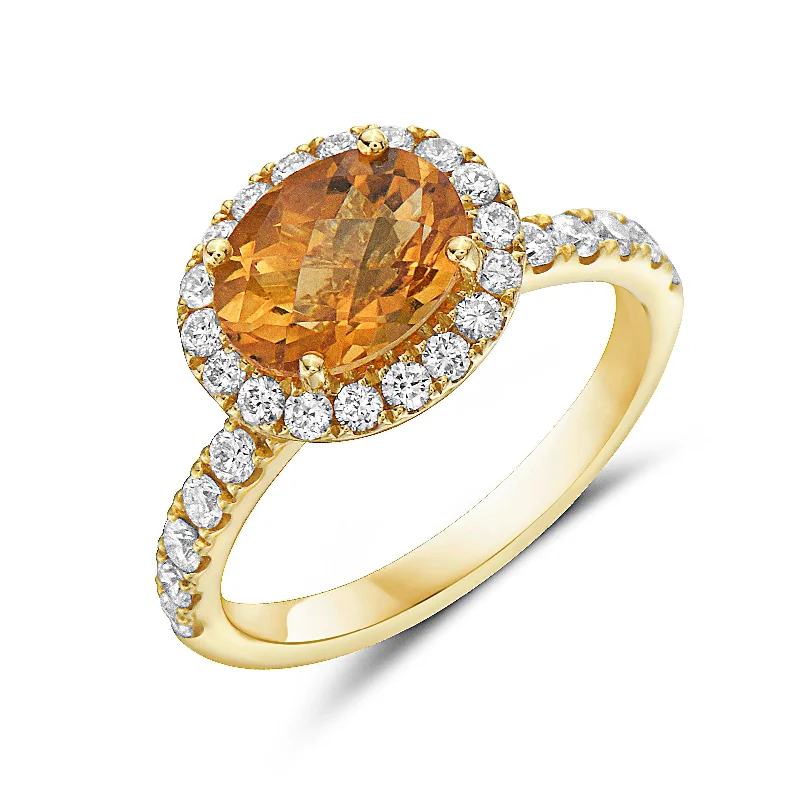 Fashionable rings with crystal accents -Citrine and Diamond Ring