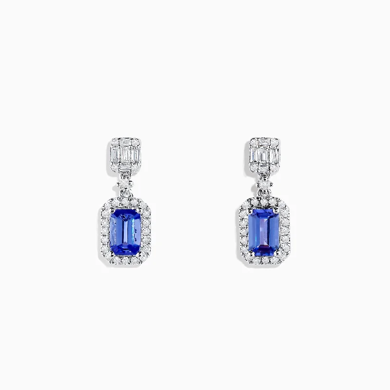 Floral earrings-Nahla Siri 14K White Gold Tanzanite and Diamond Drop Earrings