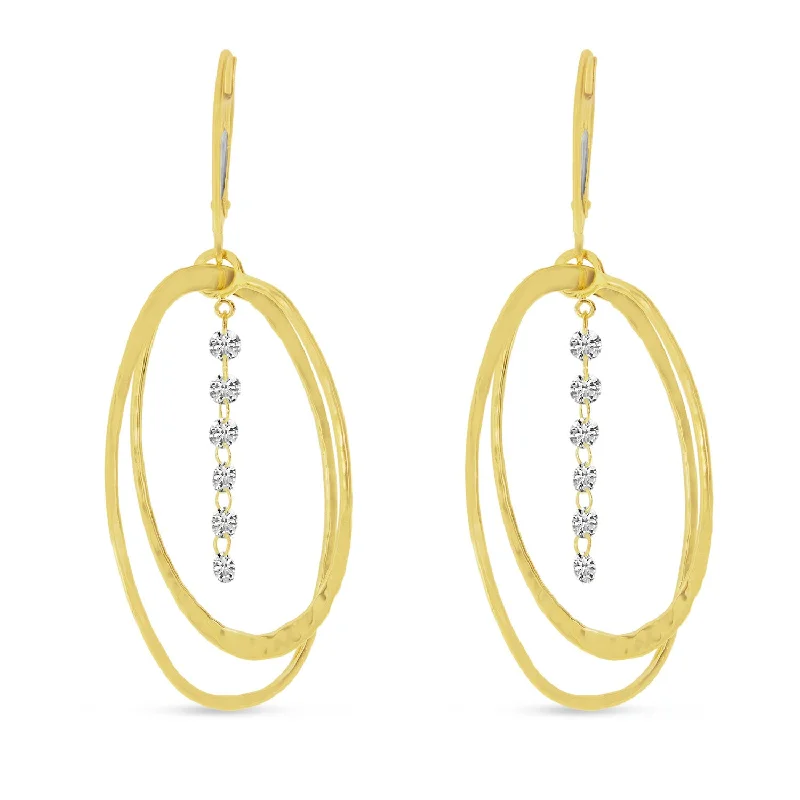 Men’s hoop earrings-Diamond Drop Earrings in Yellow Gold