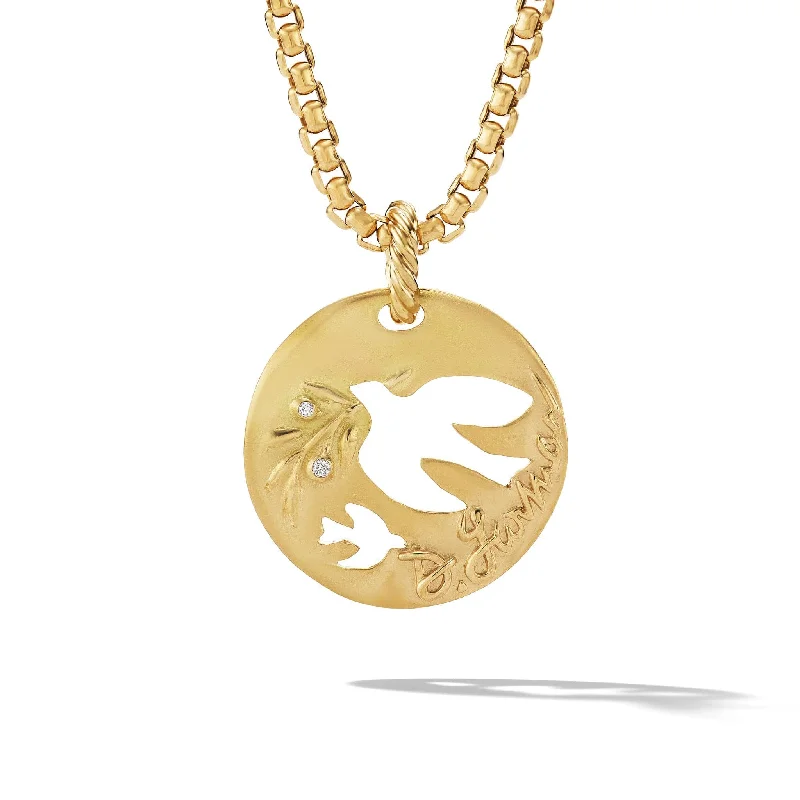 Multi-layered necklaces for trendy style -DY Elements Dove Pendant in 18K Yellow Gold with Diamonds