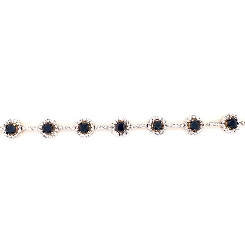 Custom bracelets for family members -18K White & Yellow Gold Black Diamond Bracelet