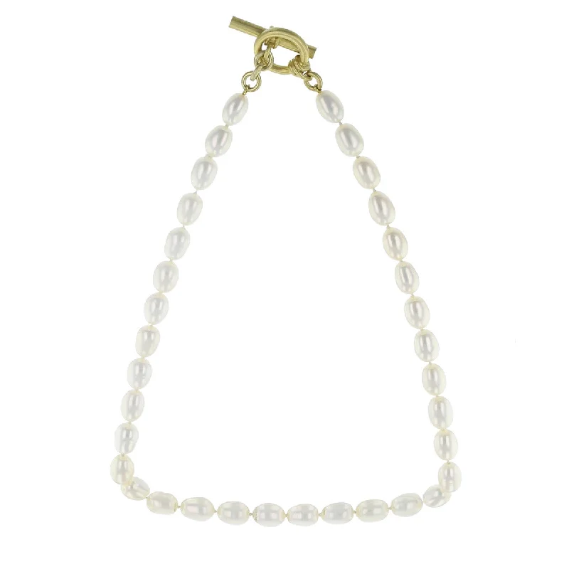 Fashionable charm necklaces for teens -Slane 18K Yellow Gold Pearl Toggle Necklace