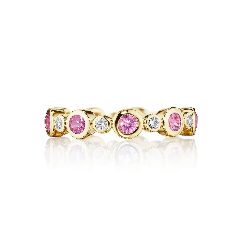 Elegant wedding rings with sapphire accents -Pink Sapphire & Diamond Aura Ring