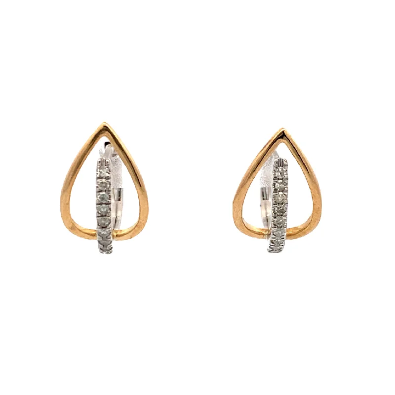 Black diamond earrings-Diamond Leaf Earrings in Two-Tone Gold