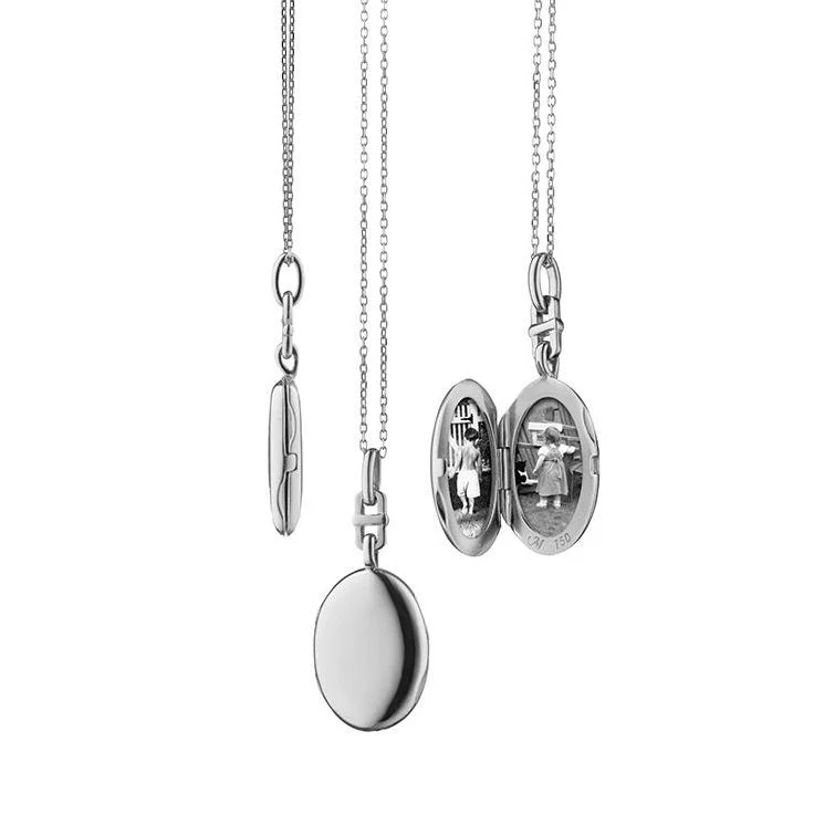 Nature-inspired necklaces with leaf designs -Slim Oval Eve Locket Necklace