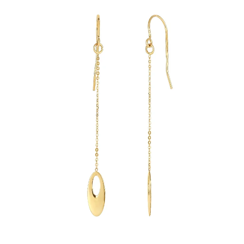 Luxury pearl earrings-14K Gold Polished Open Oval Drop Earring