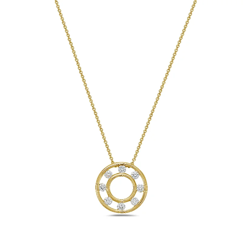 Elegant twisted necklaces for special occasions -18k Yellow Gold Floating Diamond Pendant