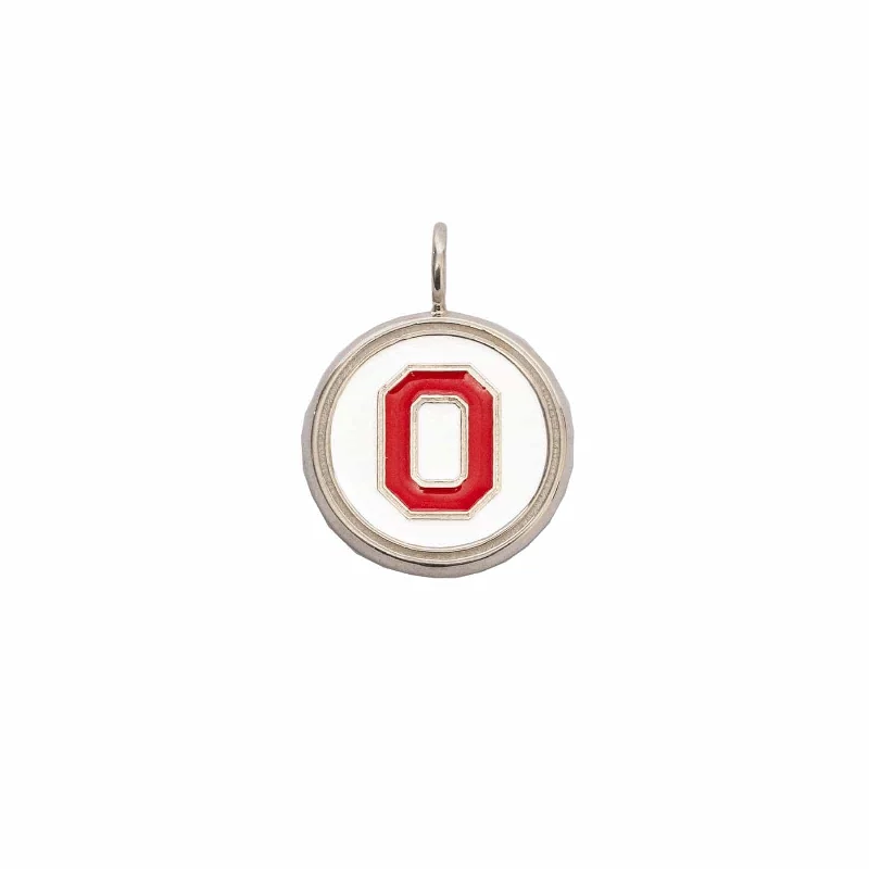 Jewelry necklaces for luxury gifts -OSU Block "O" Charm with Red and White Enamel