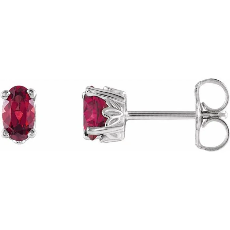 Small gemstone earrings-14K White Natural Mozambique Garnet Earrings