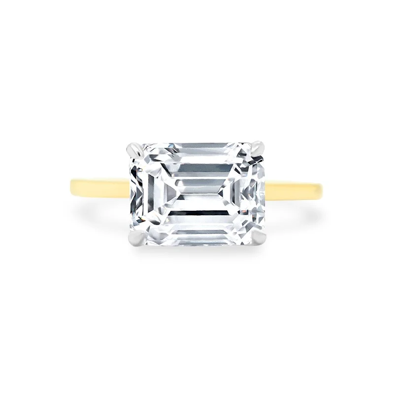 Fashionable rings for everyday wear -East West Emerald Cut Solitaire