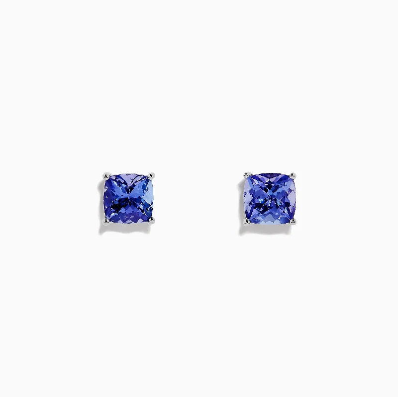 Colored diamond earrings-Nahla Siri Sterling Silver Tanzanite Stud Earrings, 1.90 TCW