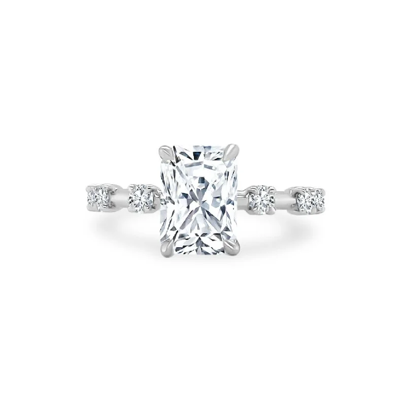 Chunky rings for a bold look -Radiant Cut Solitaire on Diamond Bar Band