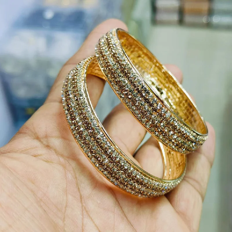 Silver bangles with colorful stone inlays -Pooja Bangles Gold Plated  Austrian Stone Bangles Set