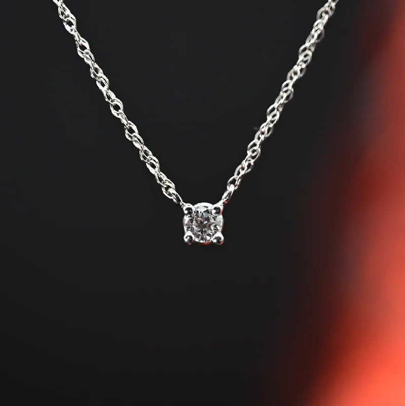 Butterfly pendant necklaces -14k White Gold Round Diamond Solitaire Necklace