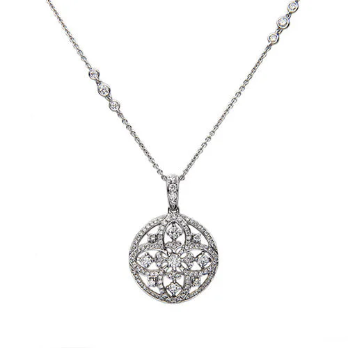 Classic pearl necklaces for formal events -Diamond Round Medallion Pendant