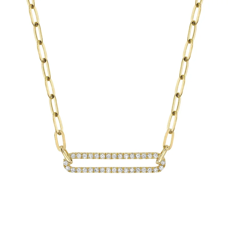 Personalized gold necklaces -Diamond Paperclip Link Necklace