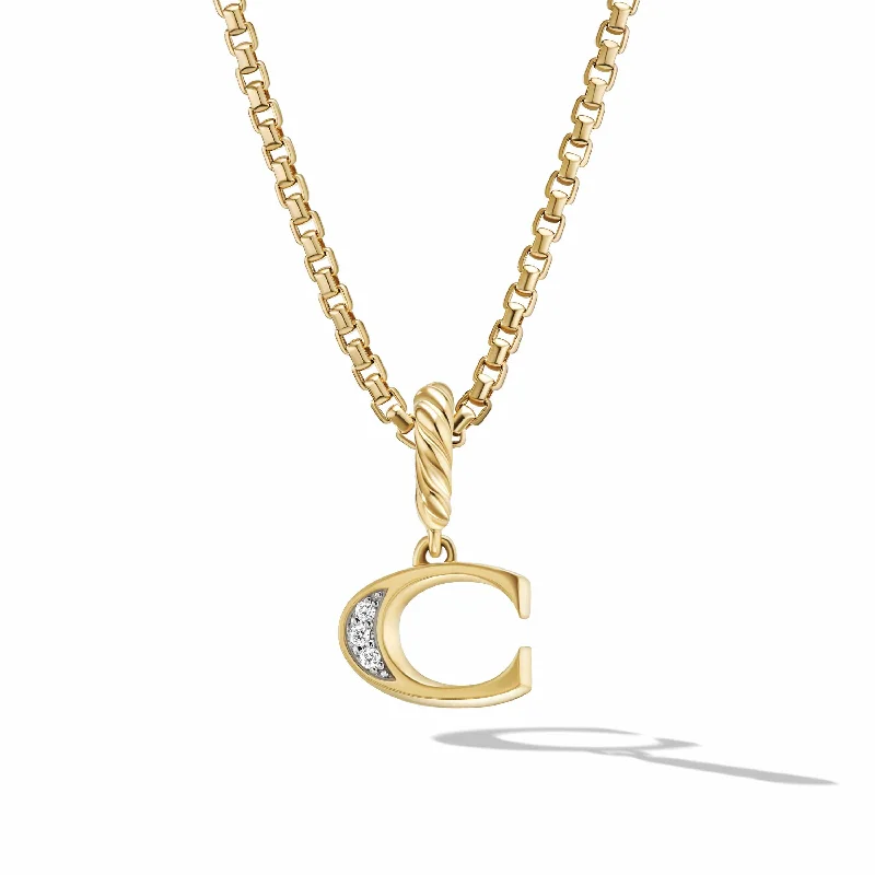 Pearl chokers for brides -Pave Initial Pendant in 18K Yellow Gold with Diamonds