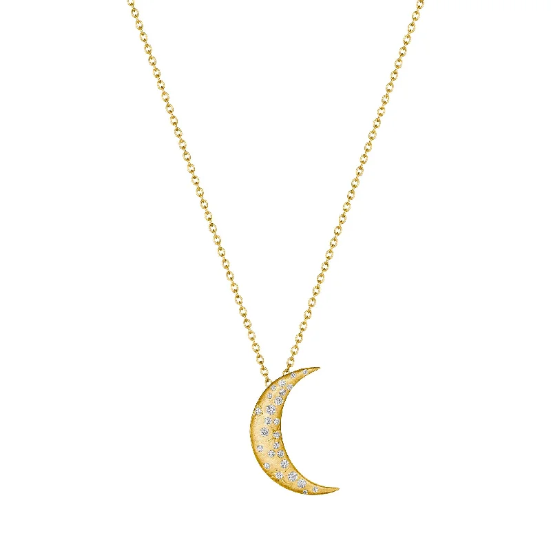 Trendy necklaces for fashionable teens -Galaxy Crescent Moon Necklace