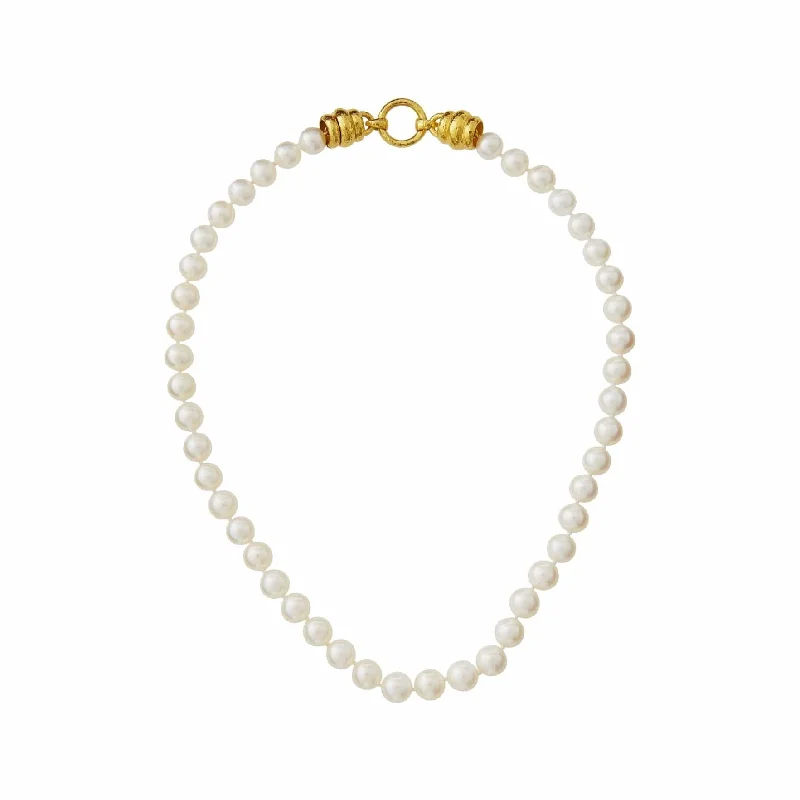 Pearl chokers for brides -Martin Clasp Pearl Strand Necklace