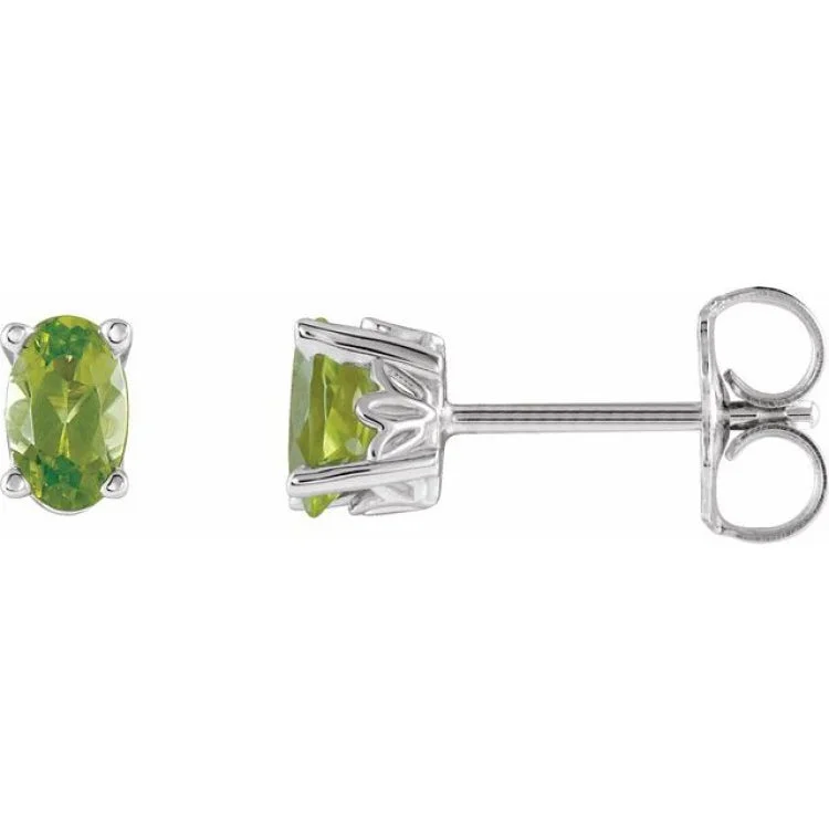 Dainty gold earrings-14K White Natural Peridot Earrings