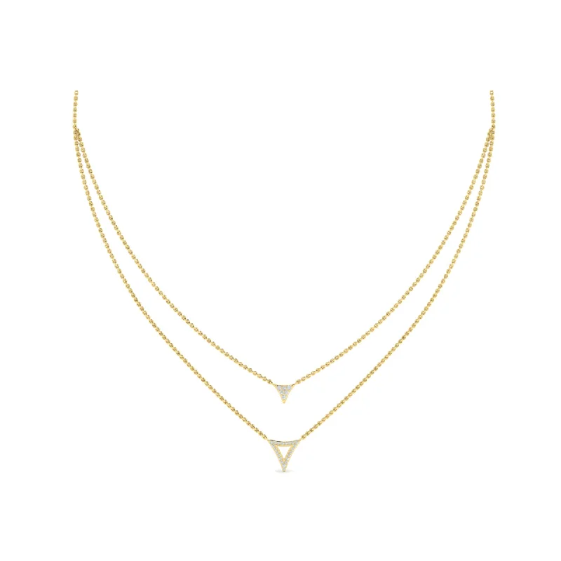 Handmade necklaces for gifts -Vlora Miraval 14k Yellow Gold and Diamond Double Necklace VN60432