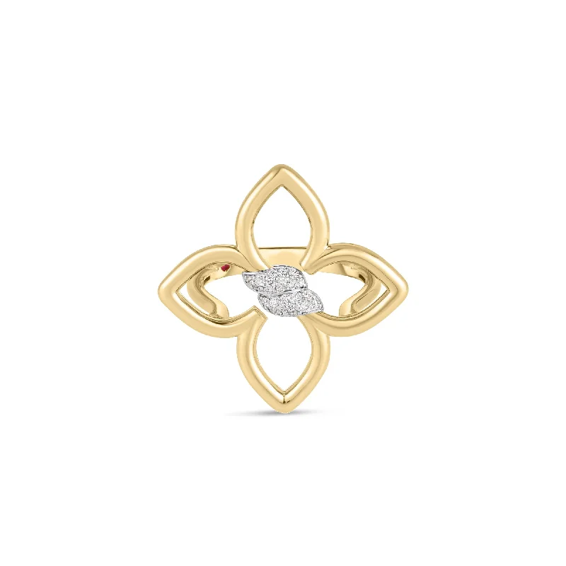 Trendy cocktail rings for evening wear -Diamond Small Cialoma Flower Ring