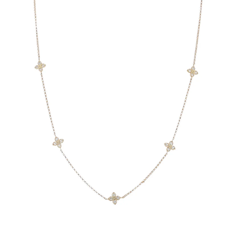 Elegant diamond necklaces for gifts -Love by the Yard Five Station Diamond Necklace