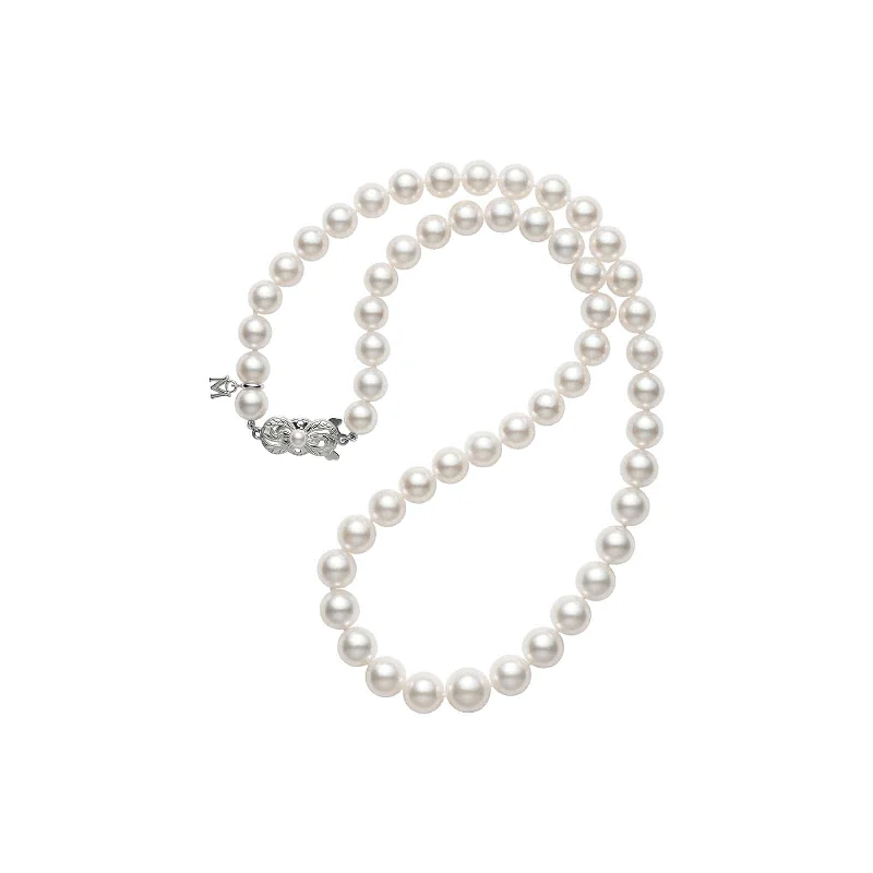 Stylish necklaces for corporate gifts -Akoya Cultured Pearl Graduated Princess Necklace