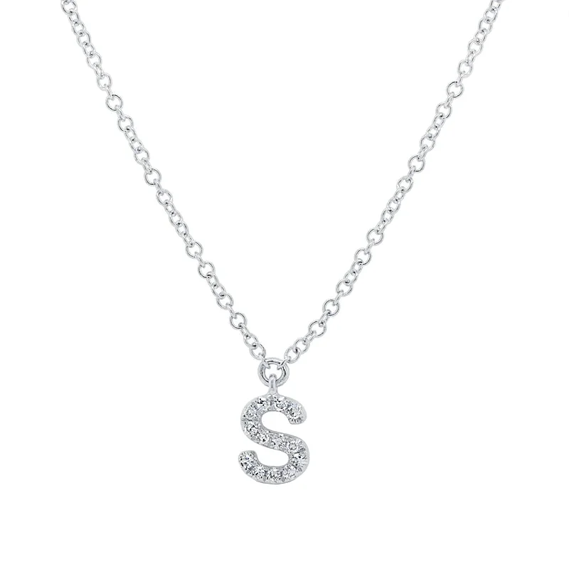 Custom photo necklaces for personalized gifts -Diamond Initial Pendant - Letter S