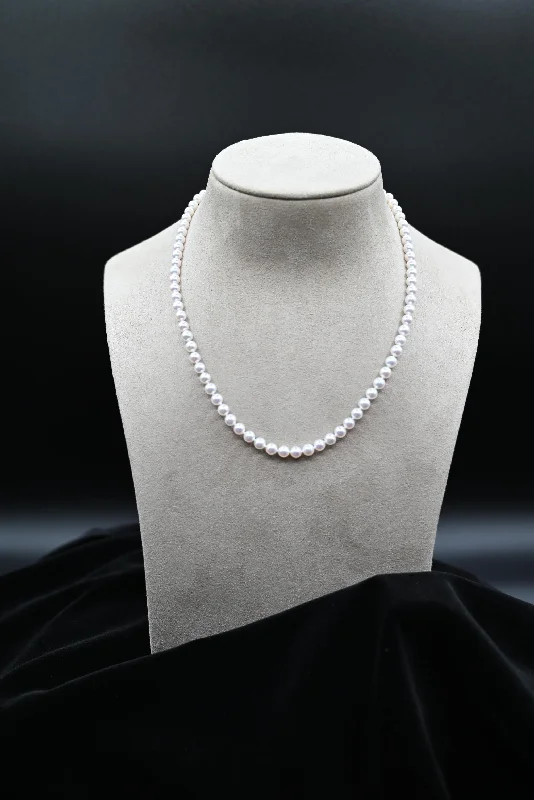 Zodiac sign necklaces for astrology lovers -Akoya Cultured White Pearl Necklace with 14k White Gold Clasp